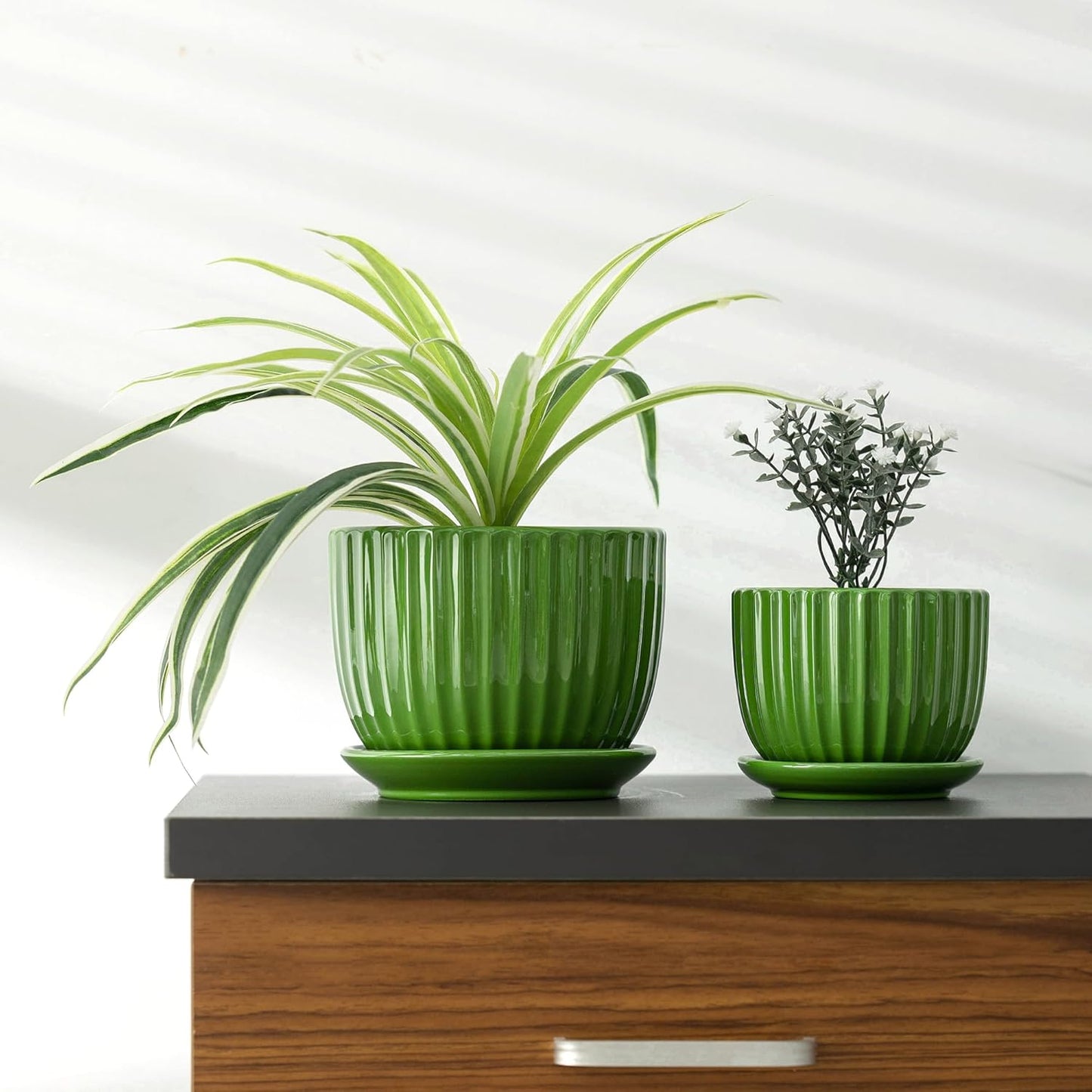 Ton Sin Pink Gold Ceramic Flower Pots, 4"+5"+6" Inch Small Glazed Succulent Planters with Drainage Hole,Modern Indoor Decorative Plant Pots Set of 3,Garden Pots with Saucer