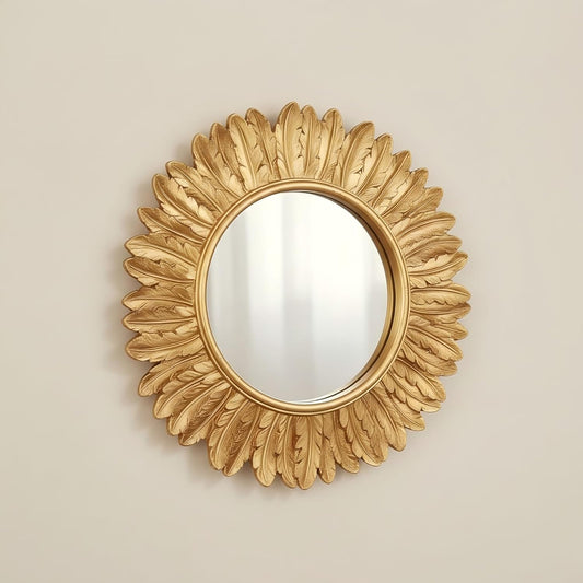 ZOROSY Gold Round Wall Mirror 12 inch - Small Wall Decorative Mirror, Boho Wall Decor Mirror for Dressing Table, Living Room, Entryway, Bedroom,Hallway,House Warming Gifts