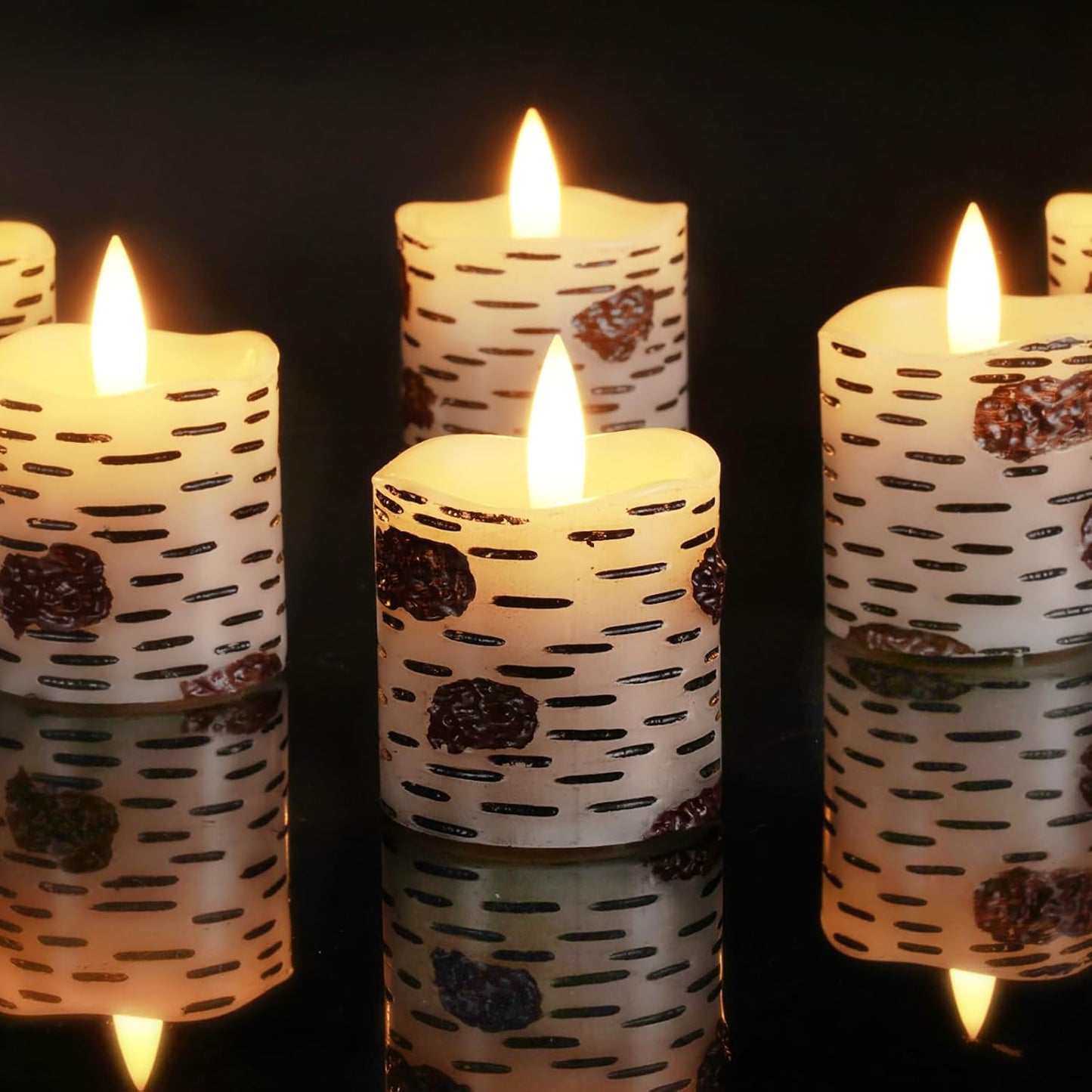 Homemory Flameless Votive Candles with Timer, 2" x 2" Real Wax, 400+Hour Realistic Black Wick Battery Operated Candles, Set of 6 for Wedding, Party and Holiday Decoration (Battery Included)