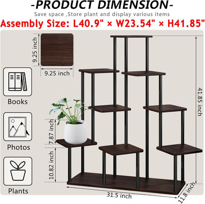 AZERPIAN Plant Stand 5 Tier Indoor Metal Flower Shelf for Multiple Plants Corner Tall Flower Holders for Patio Garden Living Room Balcony Bedroom, Black (5 Tier-Black)