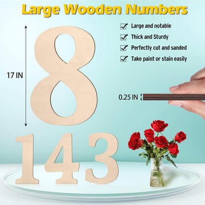 17 inch Large Wooden Sign & for Wall Decor, Big Wood Symbol &, Giant Paintable Blank Wooden Shapes for Crafts, Unfinished Wood Cutouts for Birthday Party, Rustic Wedding, Christmas Decor, Baby Shower