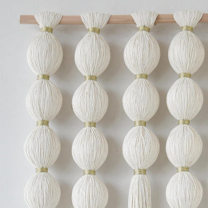 IOWER Macrame Wall Hanging 27" W x 31" L Boho Wall Decor Sphericity Cotton Textile Wall Hanging Art Fiber Yarn Art Handmade Detachable Assembly