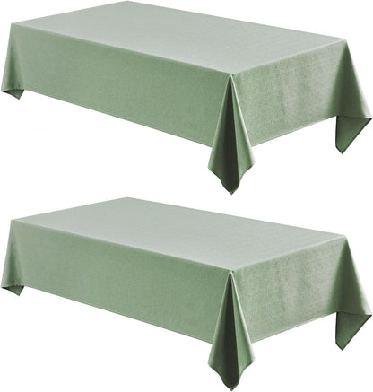 Veblandy Rectangle Tablecloth Waterproof Linen Textured Table Cloth Stain and Wrinkle Resistant Washable, Decorative Fabric Table Cover for Dining, Party and Camping (Sage Green, 52 * 70)