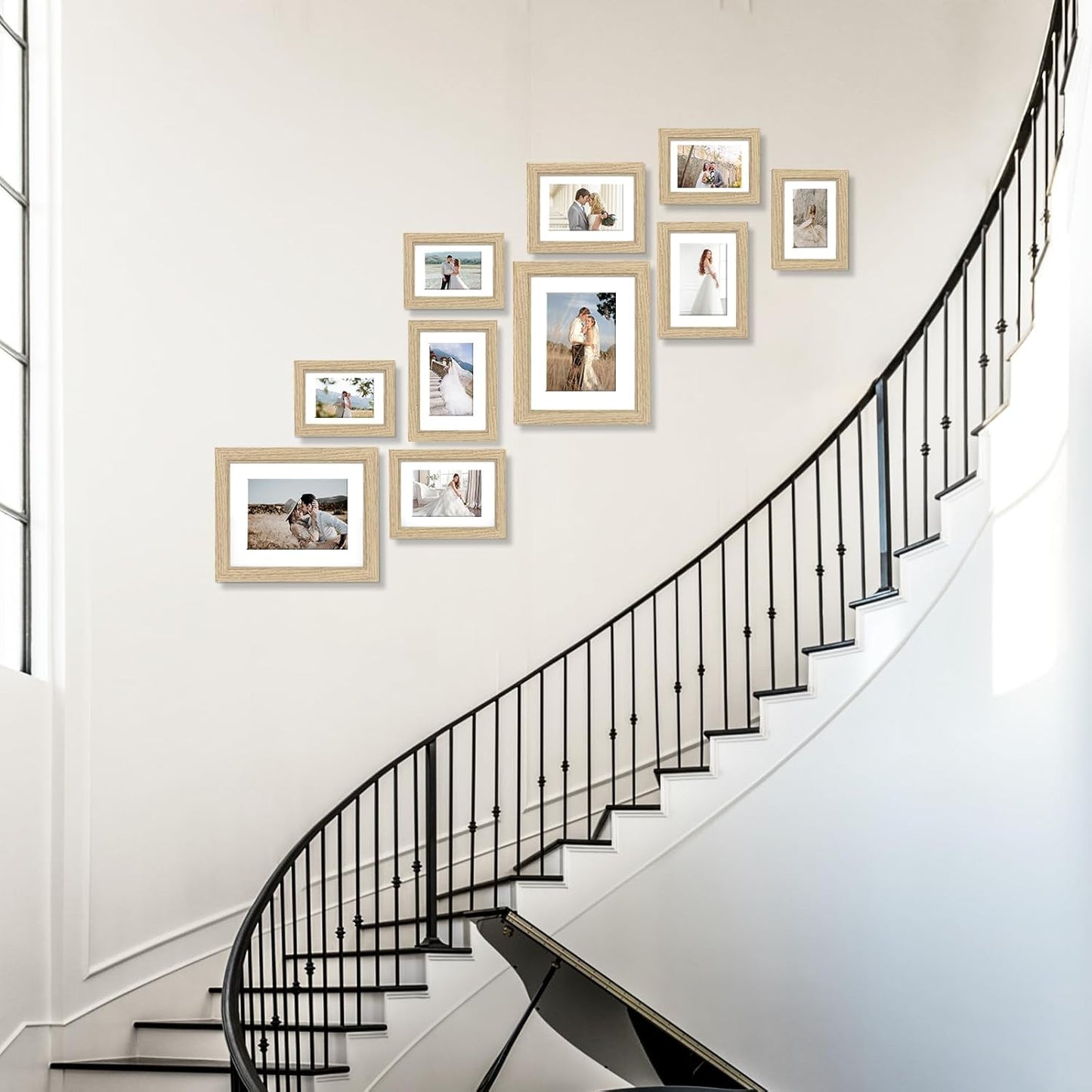 Povrgive Picture Frames, Made of Real Glass and Wooden Frame, Gallery Photo Frames Set of 10 for Collage Wall Decor, Multi Sizes Including 8x10, 5x7, 4x6 for Mounting or Tabletop Display, Wood