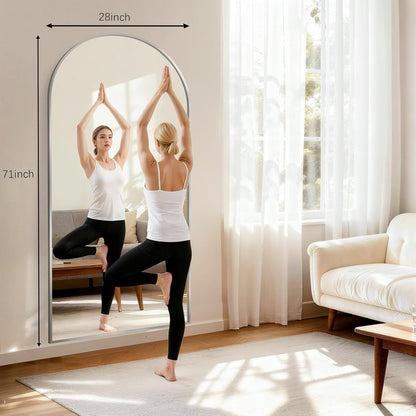 57" x 20" Arched Full Length Mirror - Wall Mounted/Floor Mirror Aluminum Alloy Frame Full Body Mirrors for Bathroom Living Room Bedroom and Entryway,Black