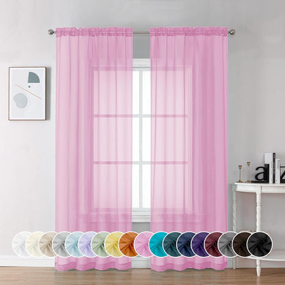 Chyhomenyc Sheer White Valances for Windows 2 Pack, Small Window Curtains for Living Room Bathroom Cafe Laundry Basement, Modern Top Dual Rod Pocket Voile Curtain, 42W x 14L inches, White - Colors A
