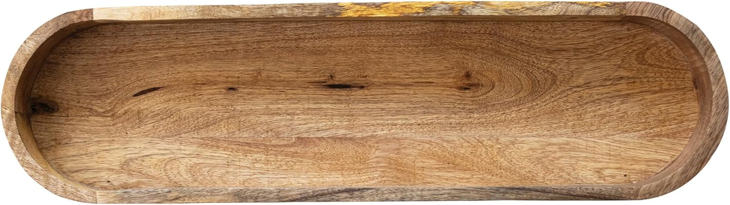 Creative Co-Op Mango Wood Footed Tray for Storage and Serving, Natural