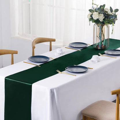 SiinvdaBZX 4 Pcs Royal Blue Satin Table Runner 12 x 108 inches Long, Bright Smooth Satin Wedding Table Runner Decorations for Birthday Parties, Buffet, Banquets, Graduations, Engagements