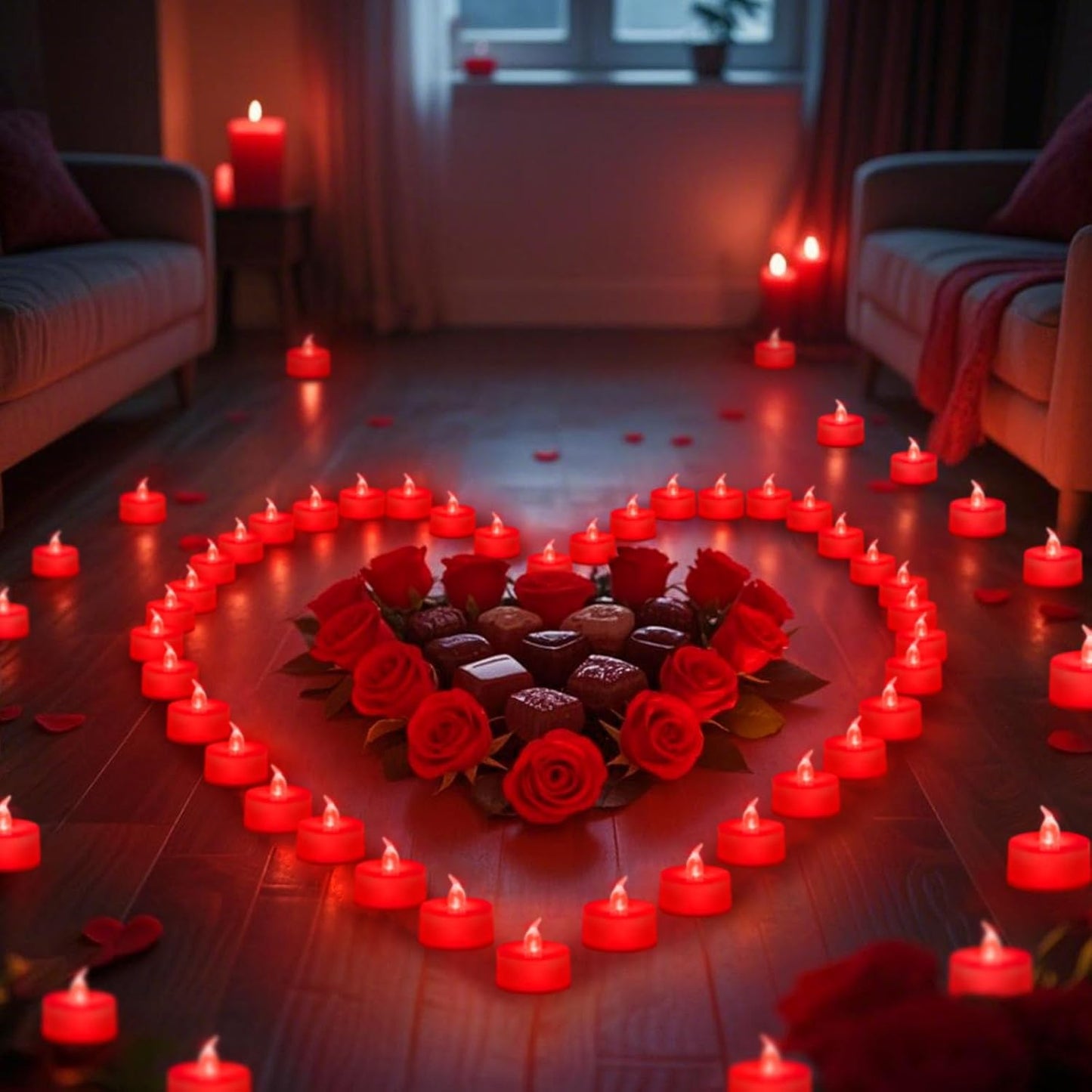 LED Tea Lights - 12 Pack Flameless Battery Operated Candles, 200+ Hours Flickering Warm White, Realistic Fake Tealights for Weddings, Home Decor, Parties, and Sweetest Day