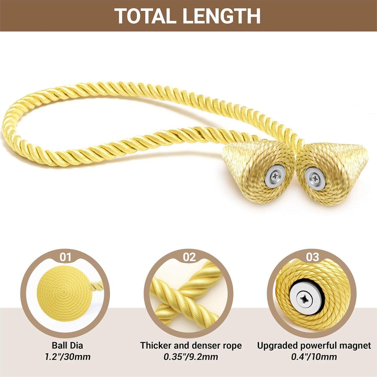 Hion Magnetic Curtain Tiebacks Black 2pcs, Curtain Tiebacks Buckles Holdbacks Holders Hooks Clip for Home Outdoor Bedroom Office Decorative Curtain