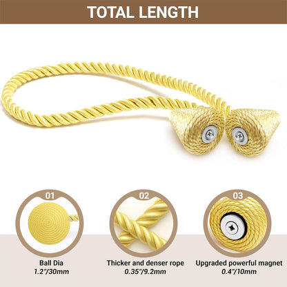 Hion Magnetic Curtain Tiebacks Black 2pcs, Curtain Tiebacks Buckles Holdbacks Holders Hooks Clip for Home Outdoor Bedroom Office Decorative Curtain