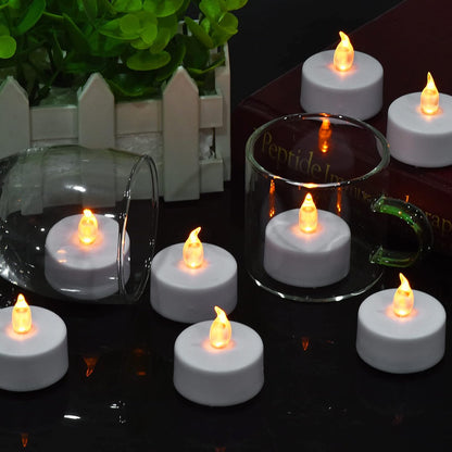 Battery Operated LED Tea Lights: 24PACK Flameless Votive Candles Lamp Realistic and Bright Flickering Holiday Gift Long Lasting 200Hours for Seasonal & Festival Celebration Warm White