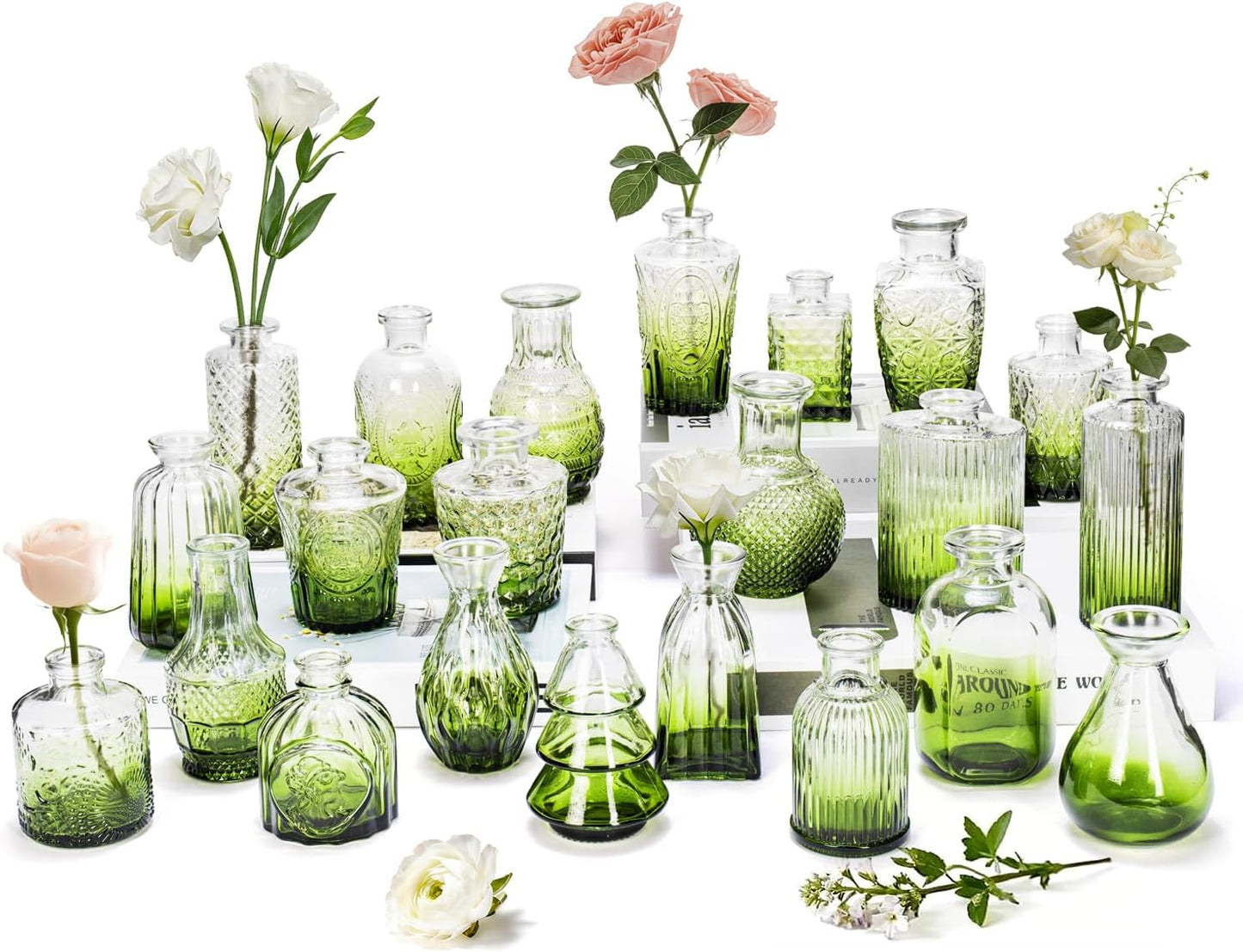 Clear Glass Bud Vase Set of 12 Pcs,Small Bud Vases in Bulk,Glass Crystal Flower Vases Table Centerpieces for Party Event Wedding Decor Baby Shower Decorations (Clear, 12 Pcs)