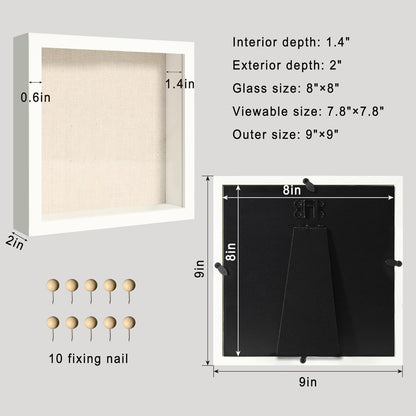 12x16 Large Shadow Box Picture Frame Display Case with Soft Linen Back, White Wooden Memory Shadow Box Frame with Tempered Glass Cover for Wall Display