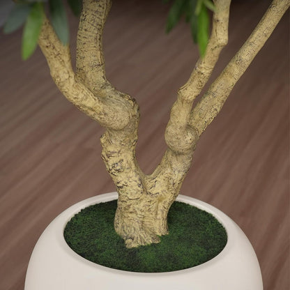 Verinatural Olive Tree Artificial Indoor, 8FT Tall Faux Olive Tree with 18in White Planter, Artificial Plants with Natural Wood Trunk and Lifelike Fruits for Home Office Decor,VN205