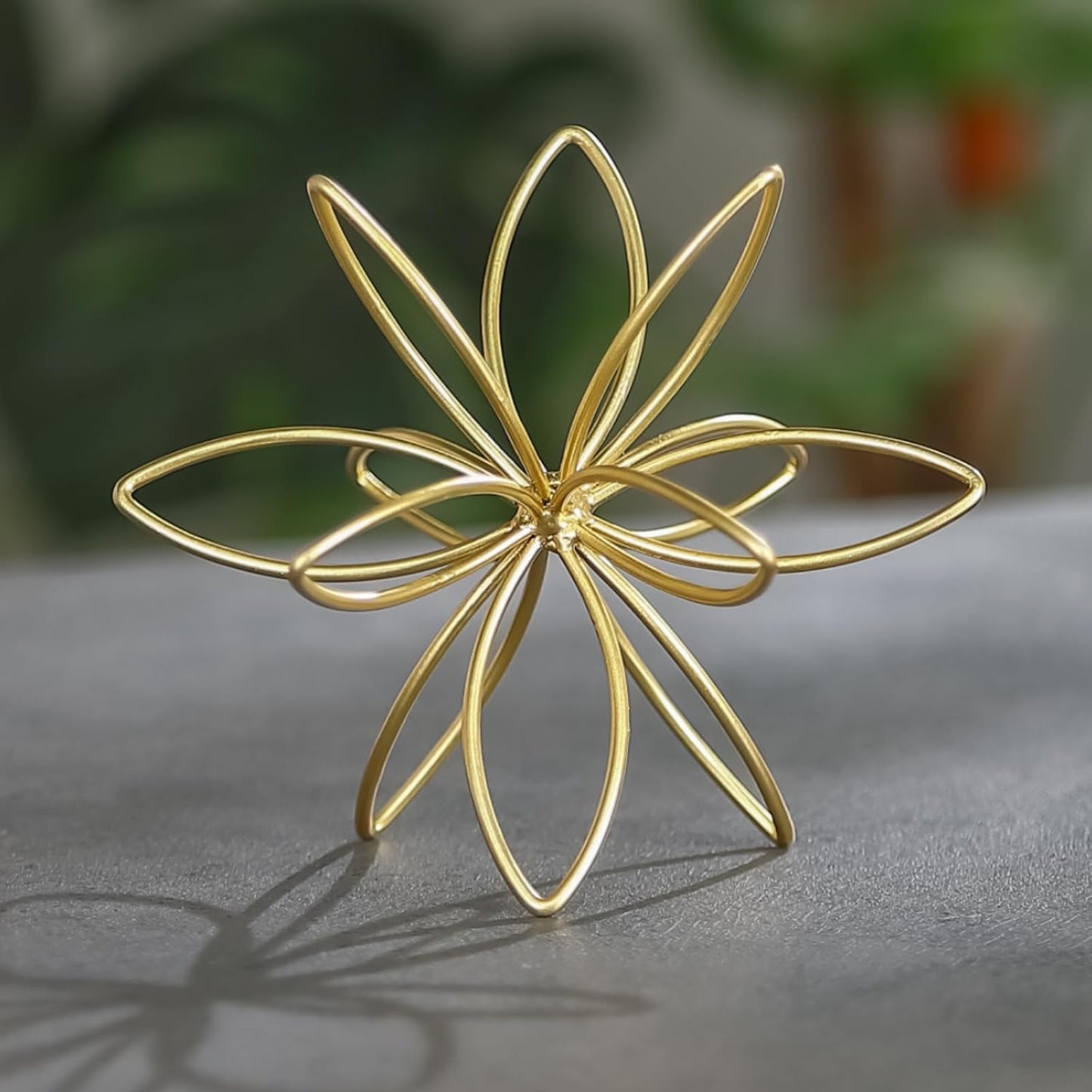 8" Gold Decorative Sphere, Metal Floral Tabletop Sculpture, Abstract Tabletop Decorative Ball for Home Metal Sphere Decor