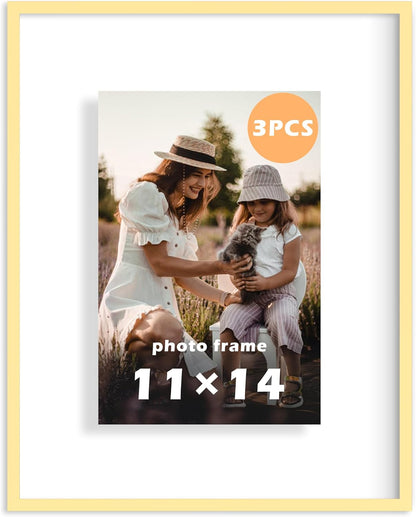 FrameWorks 8”x10” Deluxe Black Aluminum Contemporary Style Floating Picture Frame with Tempered Glass