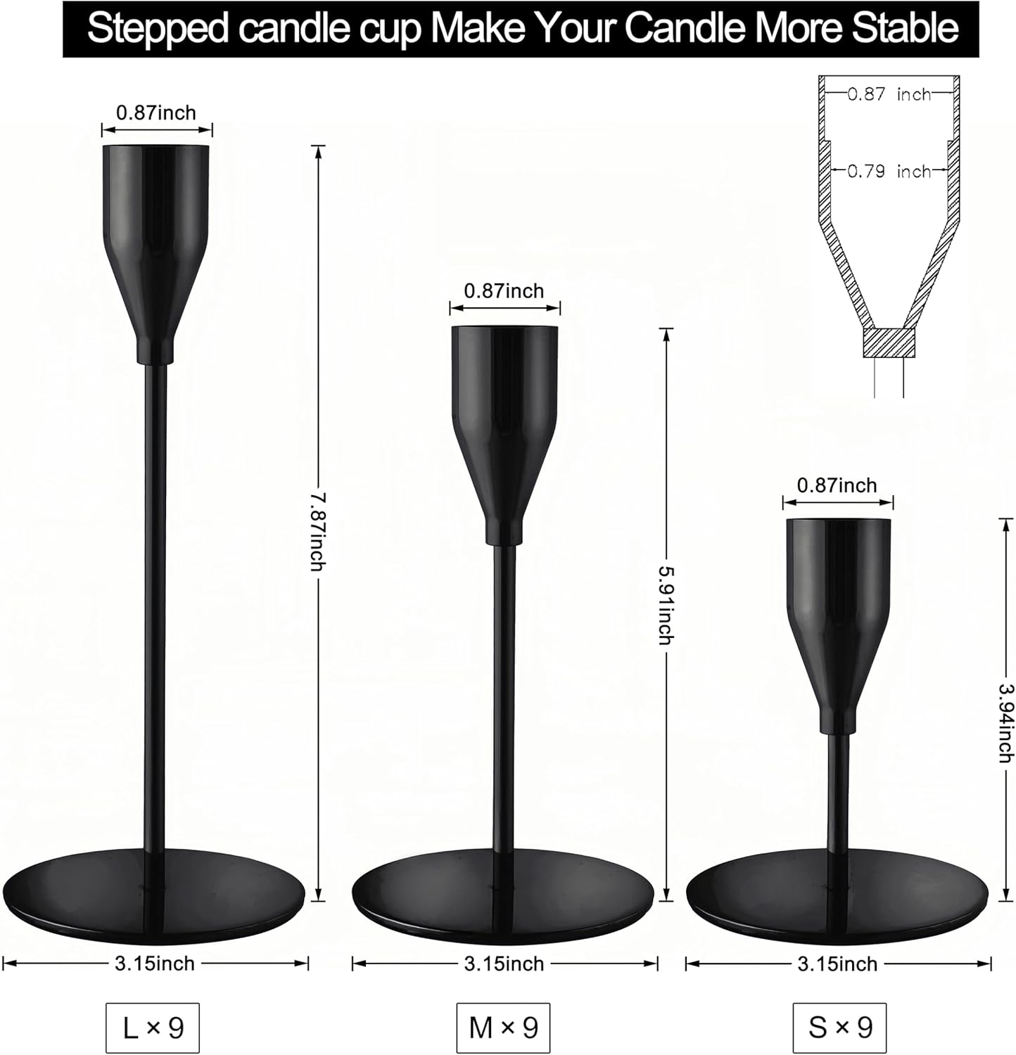 French Gold Taper Candle Holders for Wedding Table Centerpiece,Tall Taper Candlestick Holders Bulk Set of 6,Metal Candle Stick Holders for Dinning or Mantel Centerpiece,Party Home Decor
