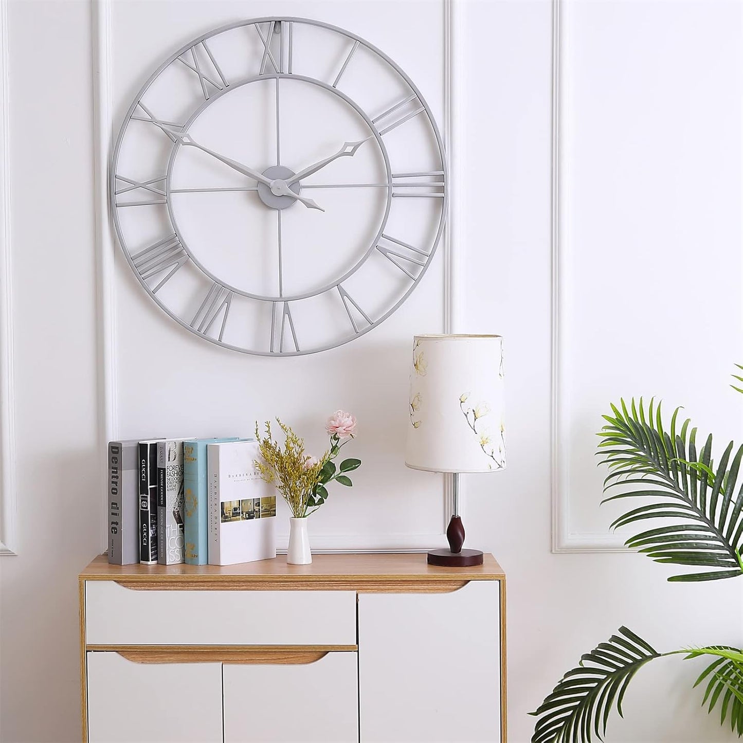 CLXEAST 30 Inch Large Wall Clock Modern, Oversized Roman Numeral Decorative Black Metal Wall Clock for Living Room Decor,House Warming Gifts New Home
