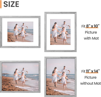 upsimples 8x10 Picture Frame, Display Pictures 5x7 with Mat or 8x10 Without Mat, Wall Hanging Photo Frame, Black, 1 Pack - Colors A