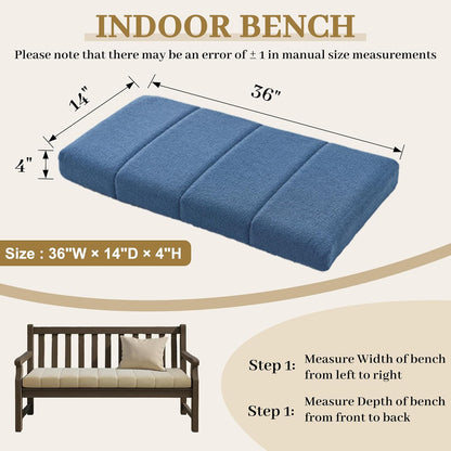 Custom Size Bench Cushion, Custom Bench Cushions for Indoor Furniture, 75D Foam Furniture Window Seat Cushion, Breakfast Nook, Mudroom, Banquette Bench Cushion, Non-Slip Bottom, Pipe Design