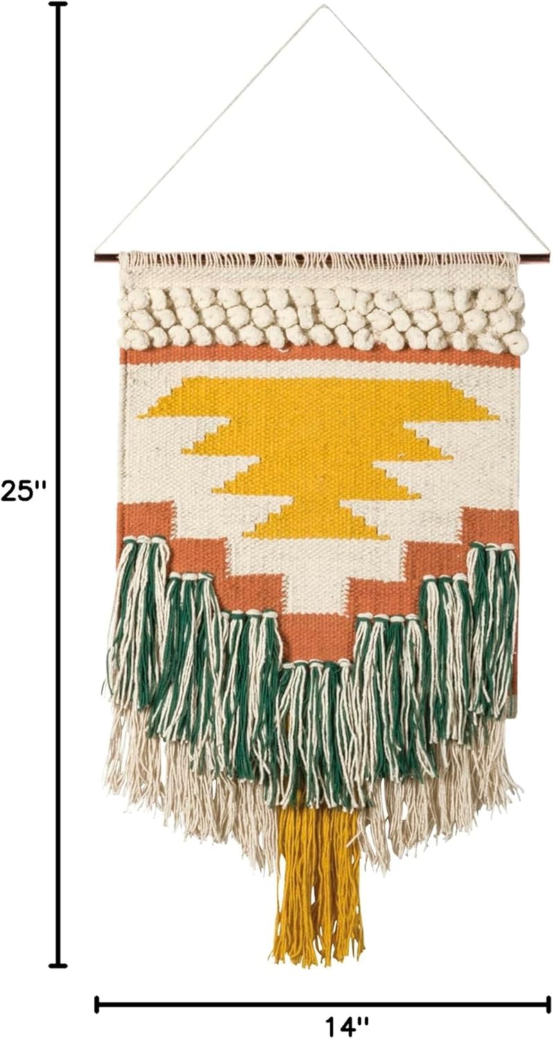 Primitives by Kathy Gypsy Hand Woven Wall Hanging, 14" x 25", Yellow/Green, 8541857714
