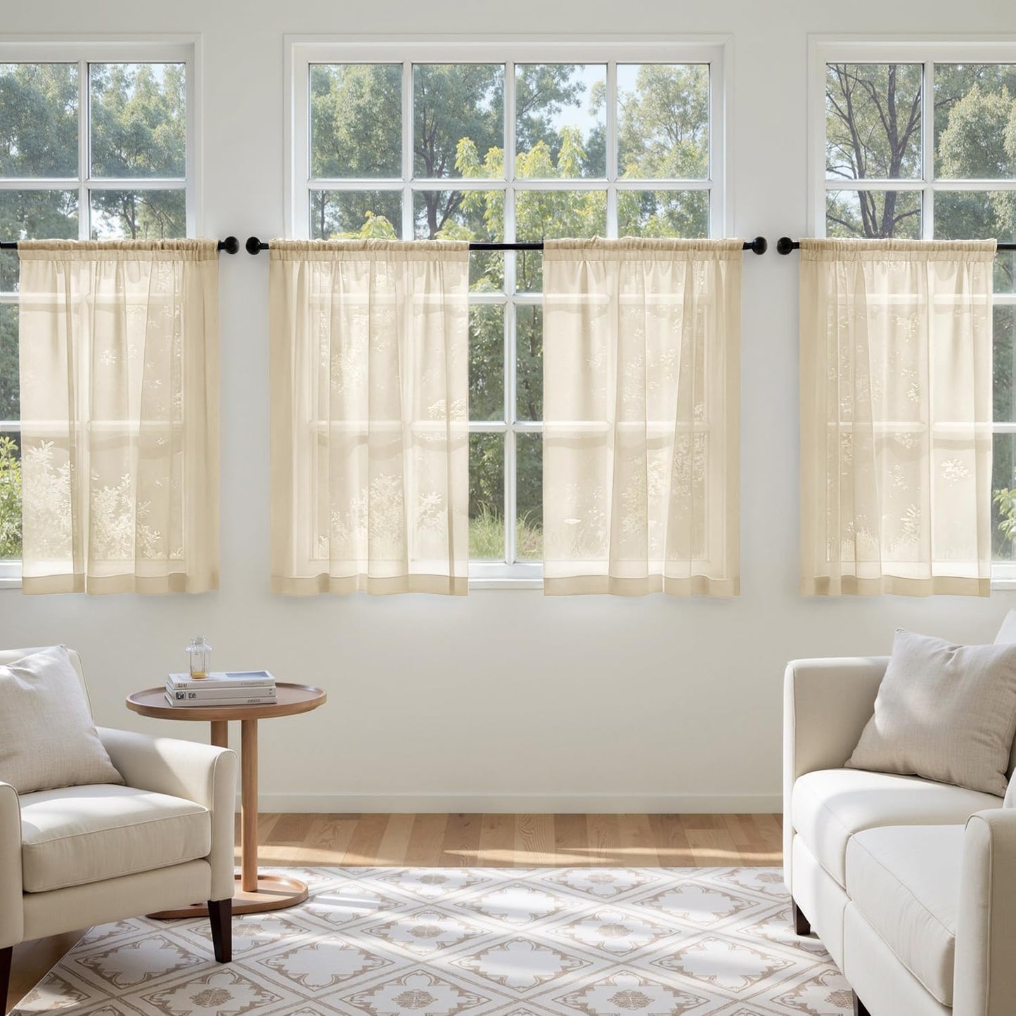 MIULEE White Sheer Curtains 84 Inches Long, 4 Panels Set, Light Filtering Rod Pocket Voile Drapes for Living Room and Bedroom, Airy Soft Fabric Window Treatments, 42 x 84 Inches
