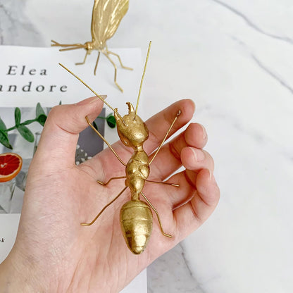 Gold Butterfly Sculpture Solid Metal Insect Ornament Mini Butterfly Figurine for Home Office Garden Desktop Decor