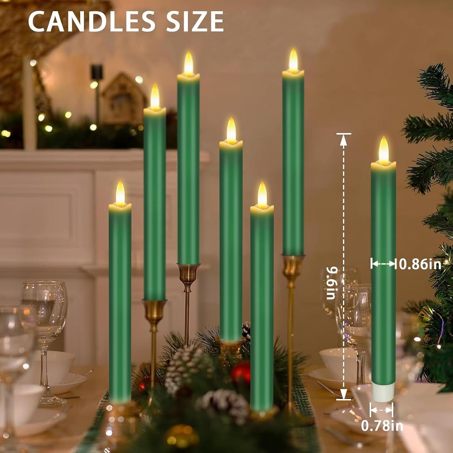 KSWING Upgraded Real Wax Short LED Flameless Taper Candles with Remote, 6 PCS White Candlesticks Battery Operated 3D Flickering - 6" Realistic Fake Candle Sticks for Home/Wedding/Fireplace Xmas Decor