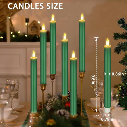 KSWING Upgraded Real Wax Short LED Flameless Taper Candles with Remote, 6 PCS White Candlesticks Battery Operated 3D Flickering - 6" Realistic Fake Candle Sticks for Home/Wedding/Fireplace Xmas Decor