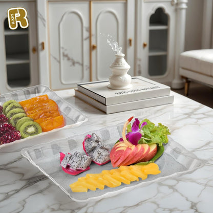 6 Pack Clear Plastic Serving Trays for Party, 9 x 13 Inch - Heavy Duty Plastic Trays for Food - Rectangular Party Serving Trays and Platters - Clear Disposable Trays