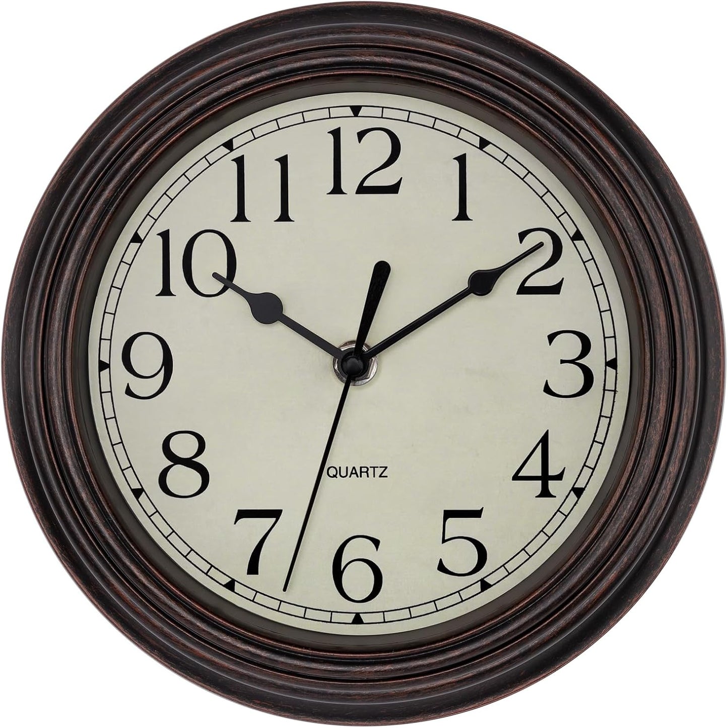 Foxtop Retro Silent Non-Ticking Round Classic Clock Quartz Decorative Battery Operated Wall Clock for Living Room Kitchen Home Office 12 Inch (Bronze)