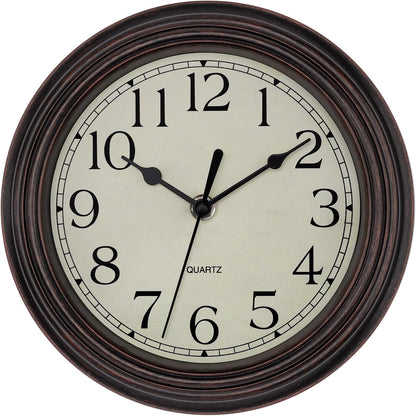 Foxtop Retro Silent Non-Ticking Round Classic Clock Quartz Decorative Battery Operated Wall Clock for Living Room Kitchen Home Office 12 Inch (Bronze)
