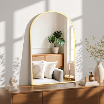 NEWBULIG 20IN Round Bathroom Wall Mirror, Modern Vanity Mirrors for Over Sink, HD Glass Decorative for Entryway, Bedroom & Living Room, Gold