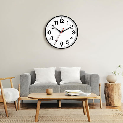 Rohioue Wall Clock Modern 8 Inch Battery Operated Silent Non Ticking Small Analog Clock for Living Room Office Home Bedroom Kitchen Bathroom(Black)