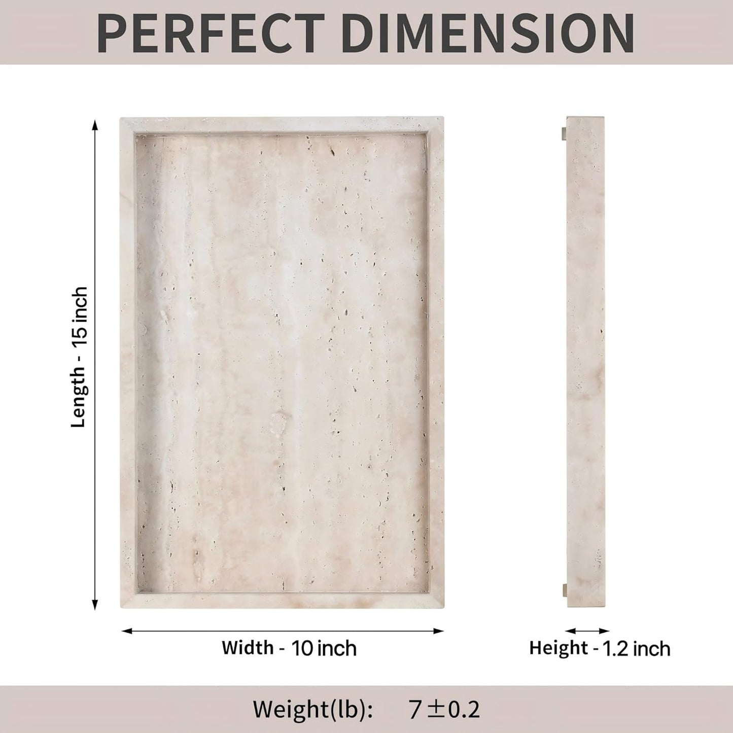 Rectangular Decorative Serving Tray,Modern Travertine Large Coffee Table Tray