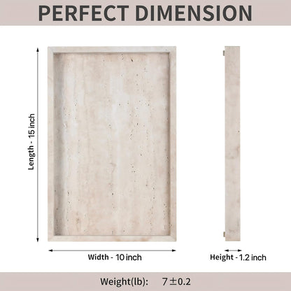 Rectangular Decorative Serving Tray,Modern Travertine Large Coffee Table Tray