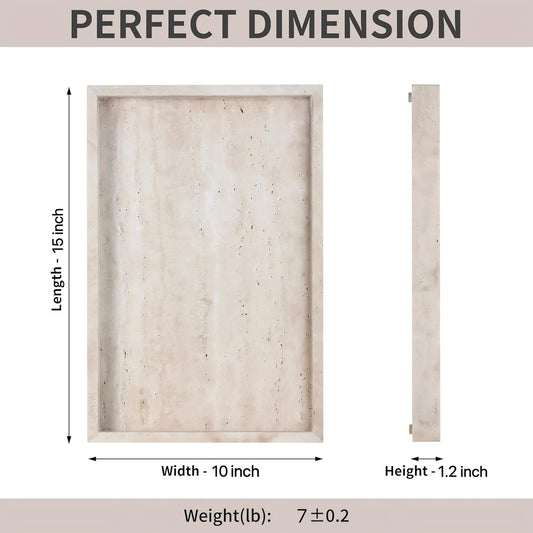 Rectangular Decorative Serving Tray,Modern Travertine Large Coffee Table Tray