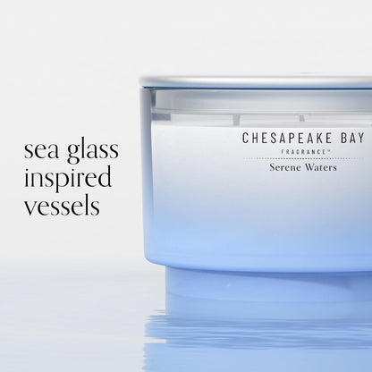 Chesapeake Bay, 11oz Marine Drift Scented Candle, Mood Evoking Fragrance, Textured Sea Glass-Inspired Jar, Premium Soy Blend Wax with Essential Oils, Coastal Fragrance for Home Décor or Gifting