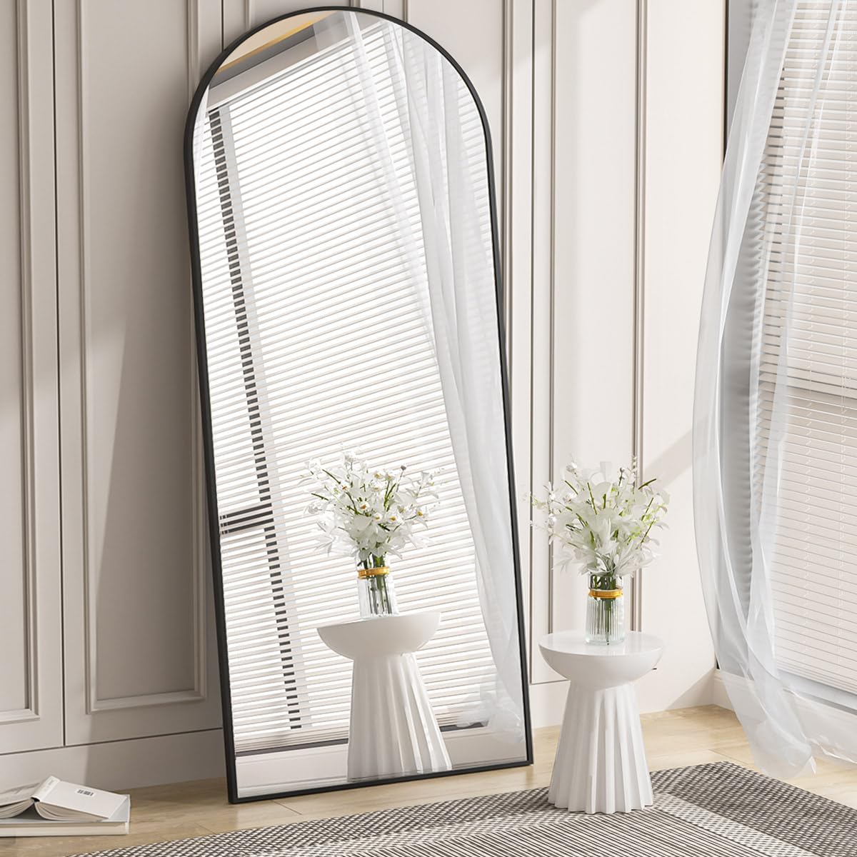 Koonmi 30"x71" Arched Full Length Mirror, Gold Large Floor Mirror with Aluminum Alloy Frame, Standing Hanging or Leaning Wall-Mounted Full Body Mirror for Living Room and Bedroom