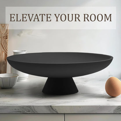 LIN CHUAN Large Decorative Bowl, Modern Resin Pedestal Bowl for Home Decor, Stylish Fruit Bowl for Kitchen Counter, Chic Key Holder for Entry Table, Beige
