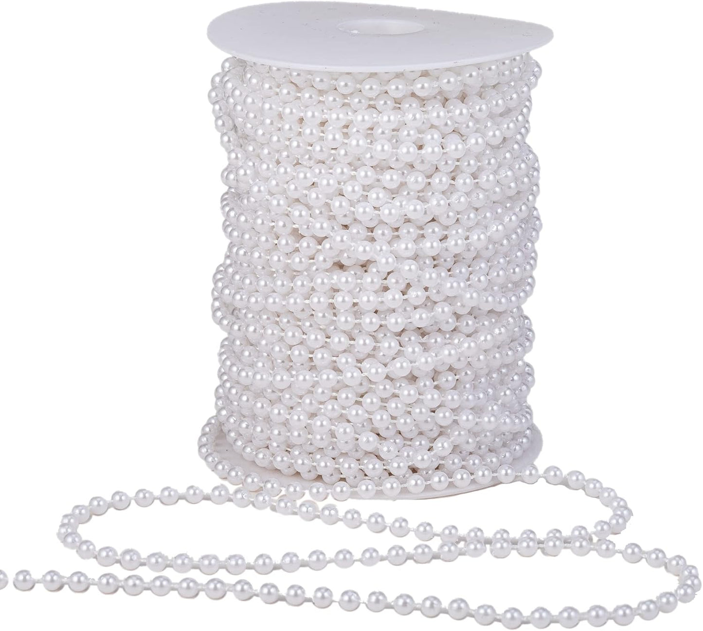 3mm Millet Beads Crafts Faux Pearl Beads Garland Pearl Bead Roll Strand of Pearls to Decorate Floral Centerpieces Wedding Party Favor Christmas Tree(33 Feet Ivory)