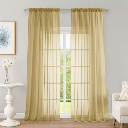 OWENIE Sheer Curtains 84 inches Long 2 Panels Set for Living Room/Bedroom, Rod Pocket Voile Sheer Panel Drapes, White, 2pcs, Each 42" W x 84" L - Colors B