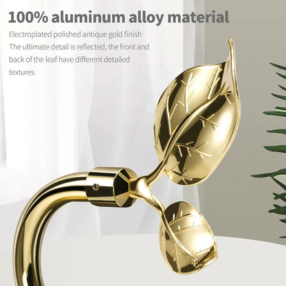 HIKMLK Leaf Shaped Curtain Tieback Holdbacks 2pcs, Handmade Metal Curtain Side Holders for Wall, Curtain Hook Pull Backs for Drapes Window Decoration