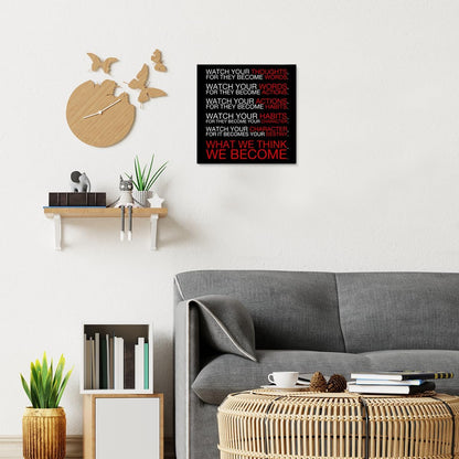 Inspirational Farmhouse Canvas Print Wall Art Decor One Small Positive Thought in the Morning Can Change Your Whole Day Sign Painting Plaque Rustic Home Decoration (8 X 8 Inches, Framed)