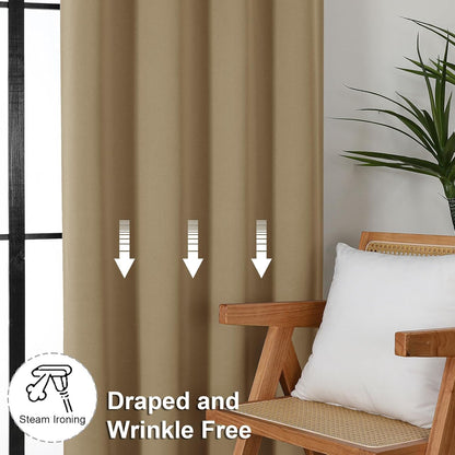 Simplebrand Ava Sage Green Blackout Curtains for Bedroom 63 Inch Length 2 Panels Set, Solid Thermal Insulated Energy Saving Rod Pocket Window Treatment Curtains Blackout Drapes, W40 x L63 Inch, Sage - Colors C