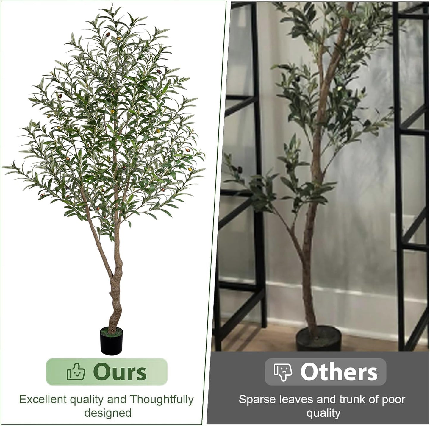 Artificial Olive Tree 6FT Tall Faux Olive Tree Artificial Indoor with Natural Wood Trunk and Lifelike Fruits Realistic Black Potted Interior for Home Office Living Room Decor
