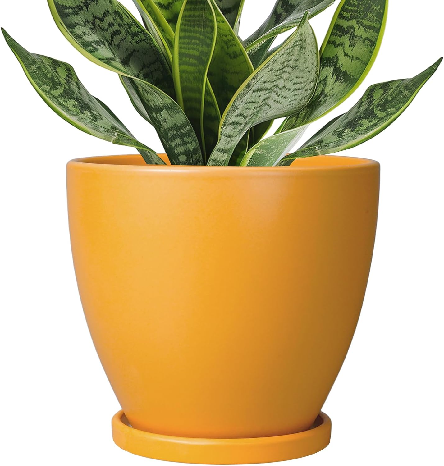 10 Inch Ceramic Planter Pot Round Plant Pot for Indoor Plants Outdoor Large Flower Pot with Drainage Hole and Saucer Blue