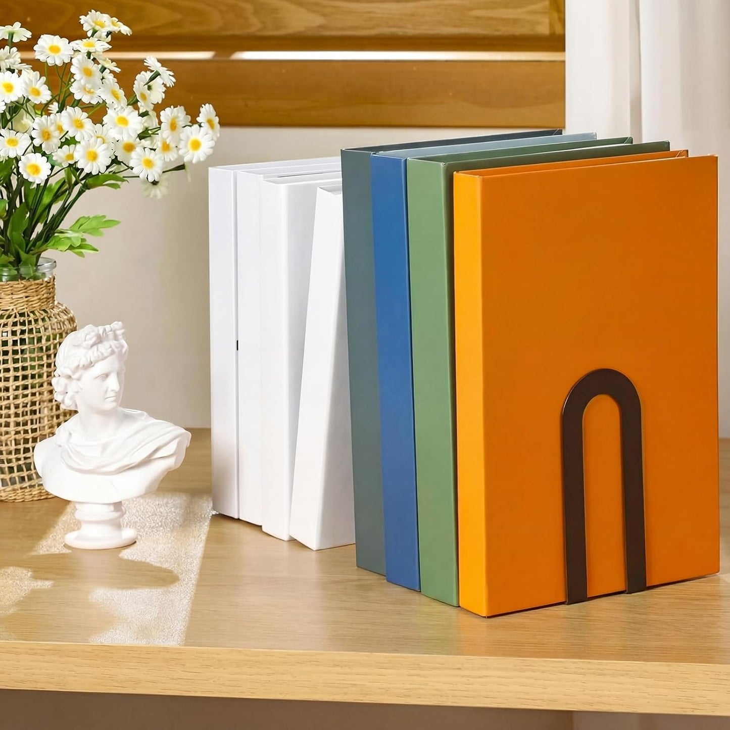 Chunful 12 Pcs Modern Metal Book Ends for Shelves Decorative Small Bookends Book Shelf Organizer Minimalist Design Stopper to Hold Books for Home Office (Gold,5.5 * 3.75 * 2.25inch)