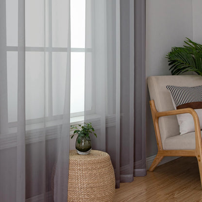 OWENIE Sheer Curtains 84 inches Long 2 Panels Set for Living Room/Bedroom, Rod Pocket Voile Sheer Panel Drapes, White, 2pcs, Each 42" W x 84" L - Colors A